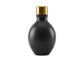 Isolated Dark Perfume Bottle with Gold Cap