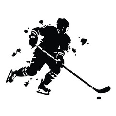 Obraz premium Ice Hockey Player Winter Sports Hockey Player Hockey Stickers Cut Files. Vintage Ice Hockey Player and Referee Vector Set – Black and White Sports Silhouettes and Illustrations.