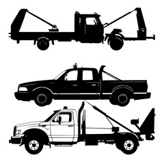 High-Quality Truck Transport Vehicle Silhouettes – Editable Black Vector Icons Set
