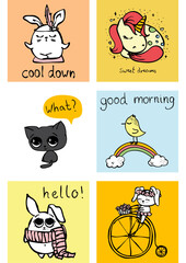 Cute animals card set 