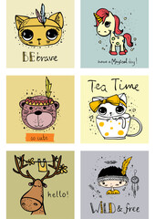 Cute animals sticker