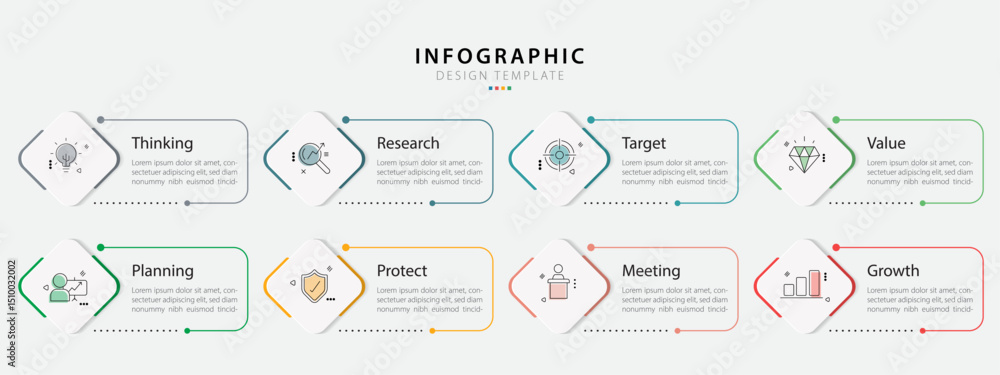 Poster timeline creator infographic template. 8 step timeline journey, calendar flat simple infographics de