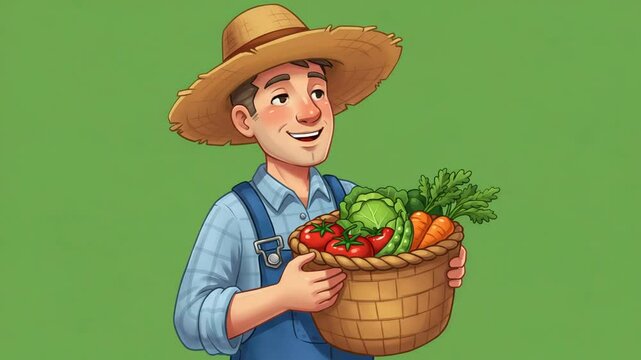 Happy Farmer with Fresh Harvest