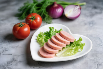 boiled pork sliced sausage stack for breakfast concept pila de salchichas de cerdo hervidas para el desayuno concepto saucisse de porc bouillie en tranches pour le concept du petit déjeuner banner
