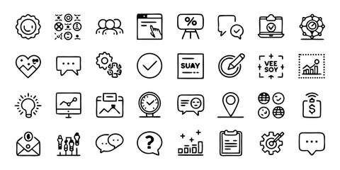 A set of clean line-style icon set of 30 benefit and reward elements on white background reward lightning, gratitude hand, coupon card, superuser tag, fire incentive icon, upgrade path