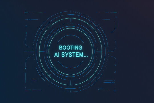 Futuristic AI System Booting Sequence Abstract Technology Background Design