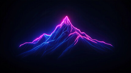 illustration of purple neon mountain isolated on black