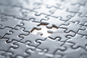 Puzzle with one missing piece. Useful for concepts like identity, therapy process, memory, or unresolved thoughts.