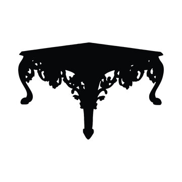 recommend clip art: Ornate square coffee table silhouette