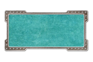 Fototapeta premium vintage shield with green texture isolated on white