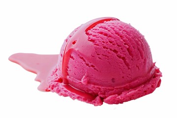 One scoop of strawberry ice cream, strawberry ice cream, strawberry flavour ice cream scoop on white background 