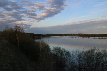 Beautiful shore river night landscape,