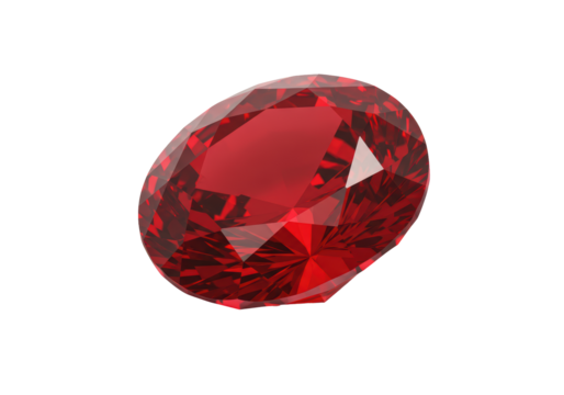 Isolated Faceted Red Ruby Gemstone Sparkling with Light