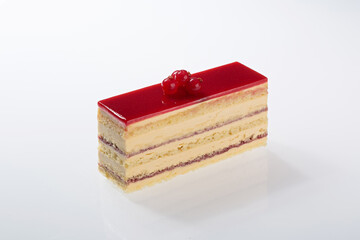 Elegant Layered Red Currant Pastry Slice with Glossy Glaze