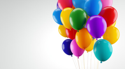 Joyful balloons in Colorful Array: A vibrant array of colorful balloons floats gracefully, celebrating a special occasion, filling the frame with happiness and excitement.