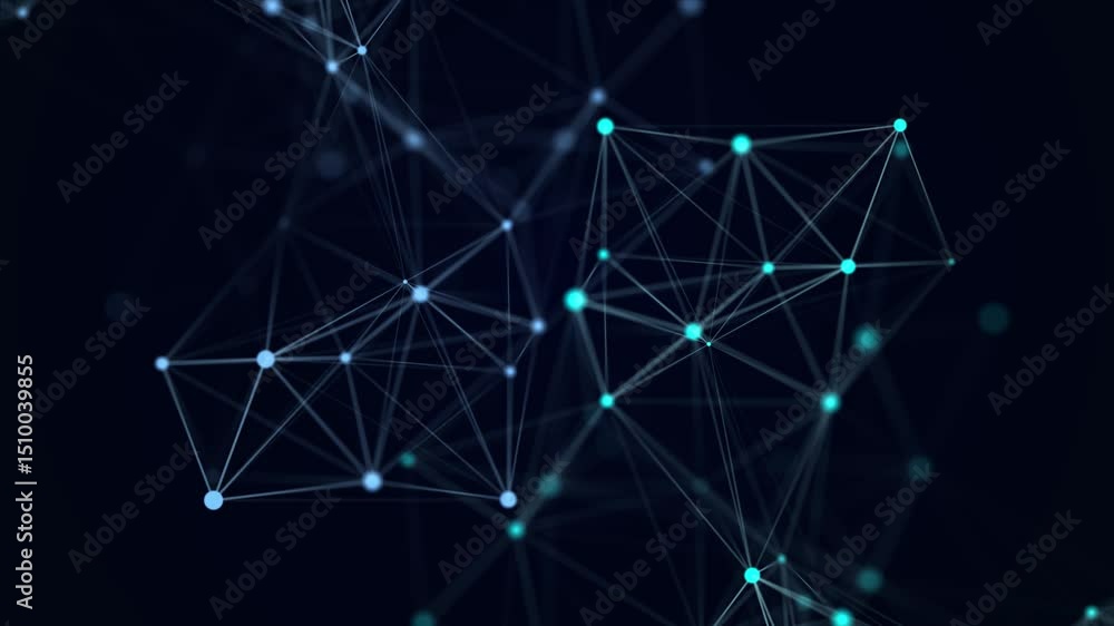 Fototapete Big data visualization. Network connection structure with chaotic distribution of points and lines. 3D rendering.