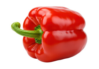 Isolated Vibrant Red Bell Pepper with Smooth Surface and Green Stem