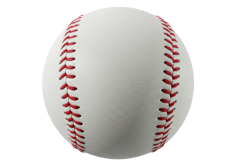 Isolated Clean White Baseball with Prominent Red Stitching