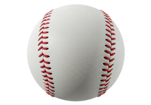 Isolated Clean White Baseball with Prominent Red Stitching