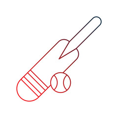 cricket bat gradient outline icon with white background vector stock illustration