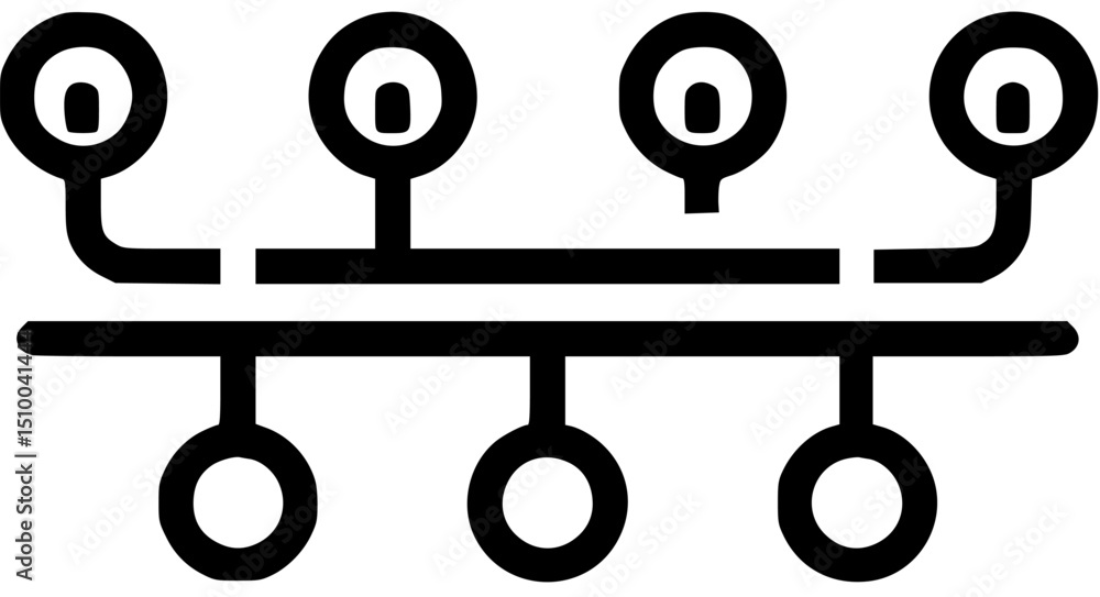 Poster a black timeline with circles above below a horizontal line connected by vertical lines