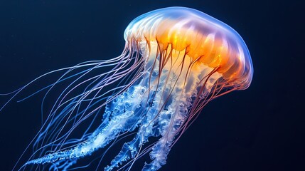 Magnificent Jellyfish Dancing Through the Deep Blue Ocean with Graceful Movement