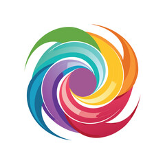 Abstract colorful swirl design with a rainbow of colors against a white background
