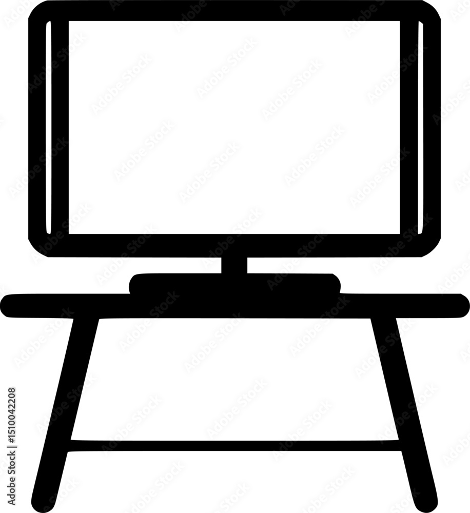 Poster black computer monitor on table with simple design