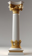 Elegant gold and white architectural column rendered in a classic roman style