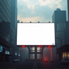 Blank Billboard Mockup in Modern Cityscape Mockup