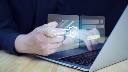Internet banking, fintech, Digital online payment concept.Secure Online Payment Transaction Process...