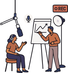 Podcast Recording Vector Illustration on White Background