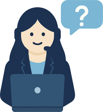 Customer service representative with question mark