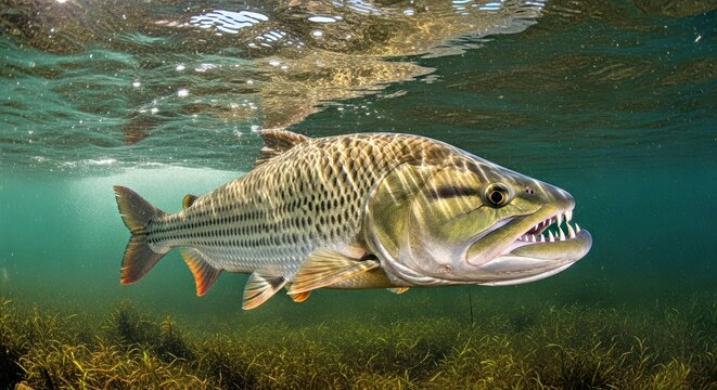 High-Resolution Photo of a Powerful Goliath Tigerfish Predator