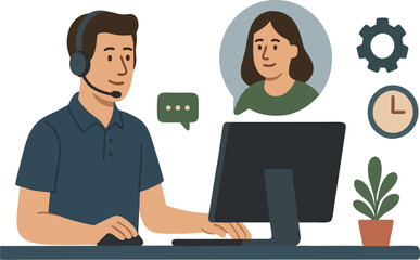 Illustrated tech support Connecting people and systems