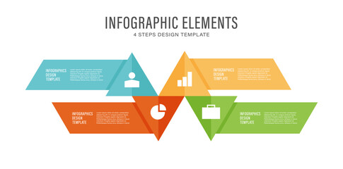 Geometric vector infographic template for four processes with icons and text