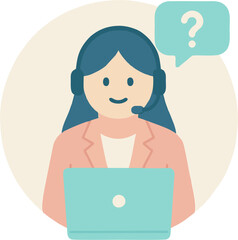 Support representative with question mark