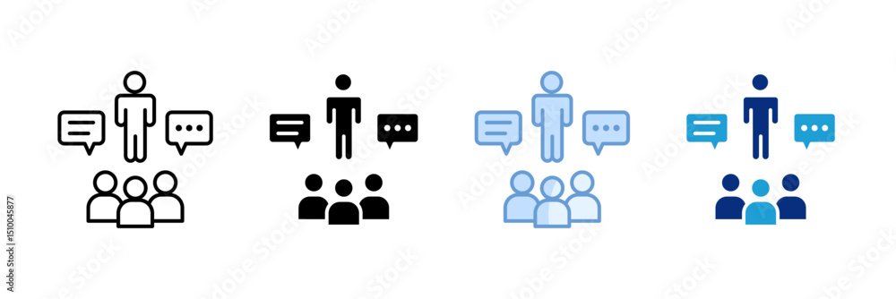 Poster training session icon set multiple style collection