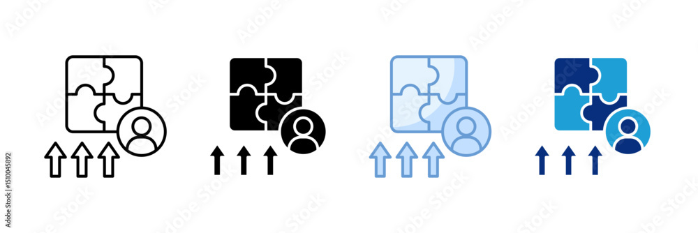 Poster skill development icon set multiple style collection