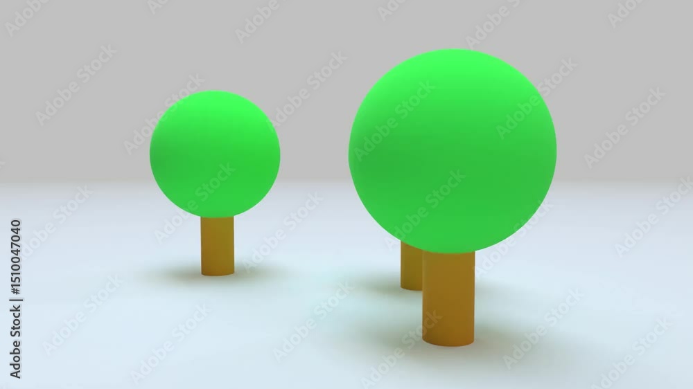 Poster Animation of a trio of 3D tree models with different camera movements