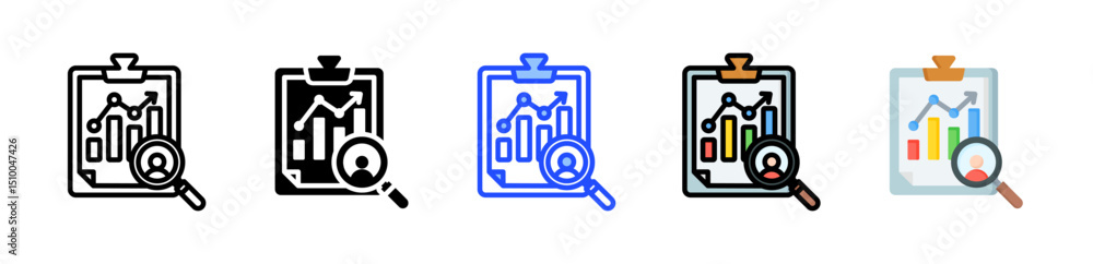 Poster accountability icon collection with multiple styles