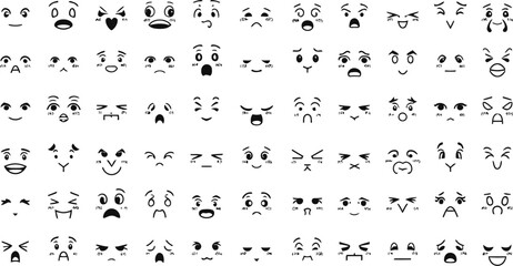 Japanese Anime Emotion Faces Icons