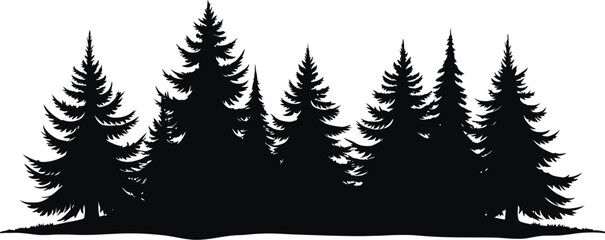 Obraz premium Winter Forest Green Fir Trees Illustration