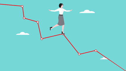 investment management when stock market collapse, careful businesswoman investors to overcome the declining economic graph