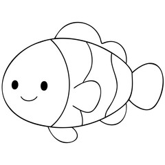 Fish sea animal cute hand drawing kawaii illustration element