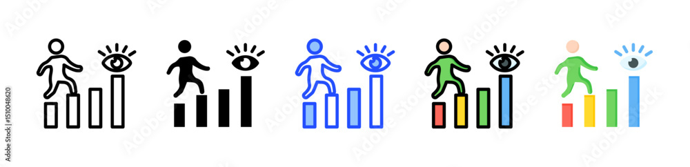 Poster vision icon collection with multiple styles