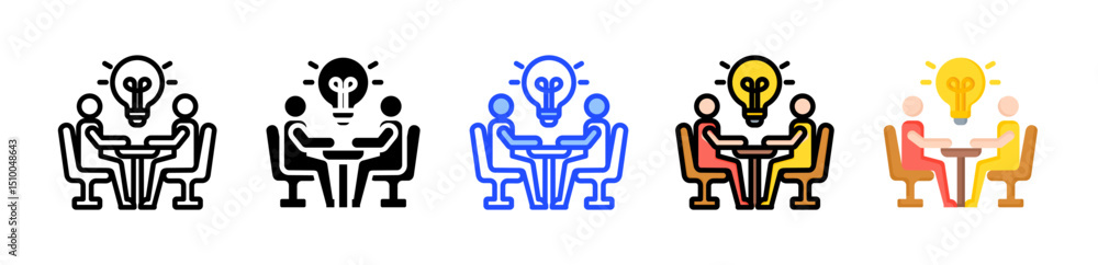 Poster collaboration icon collection with multiple styles