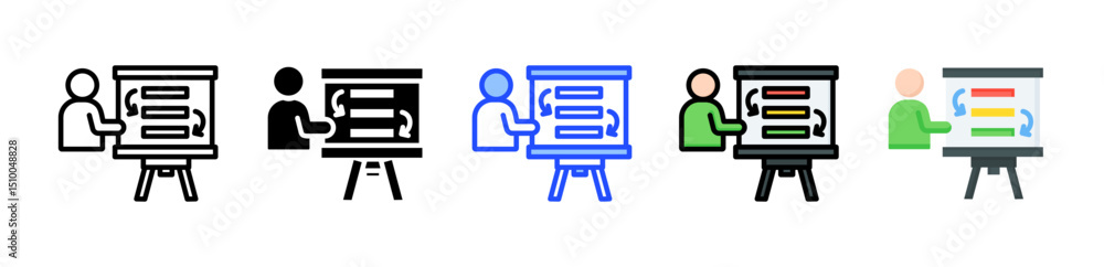 Poster action plan icon collection with multiple styles