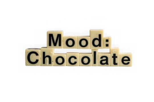 Mood chocolate letters blocks on black background