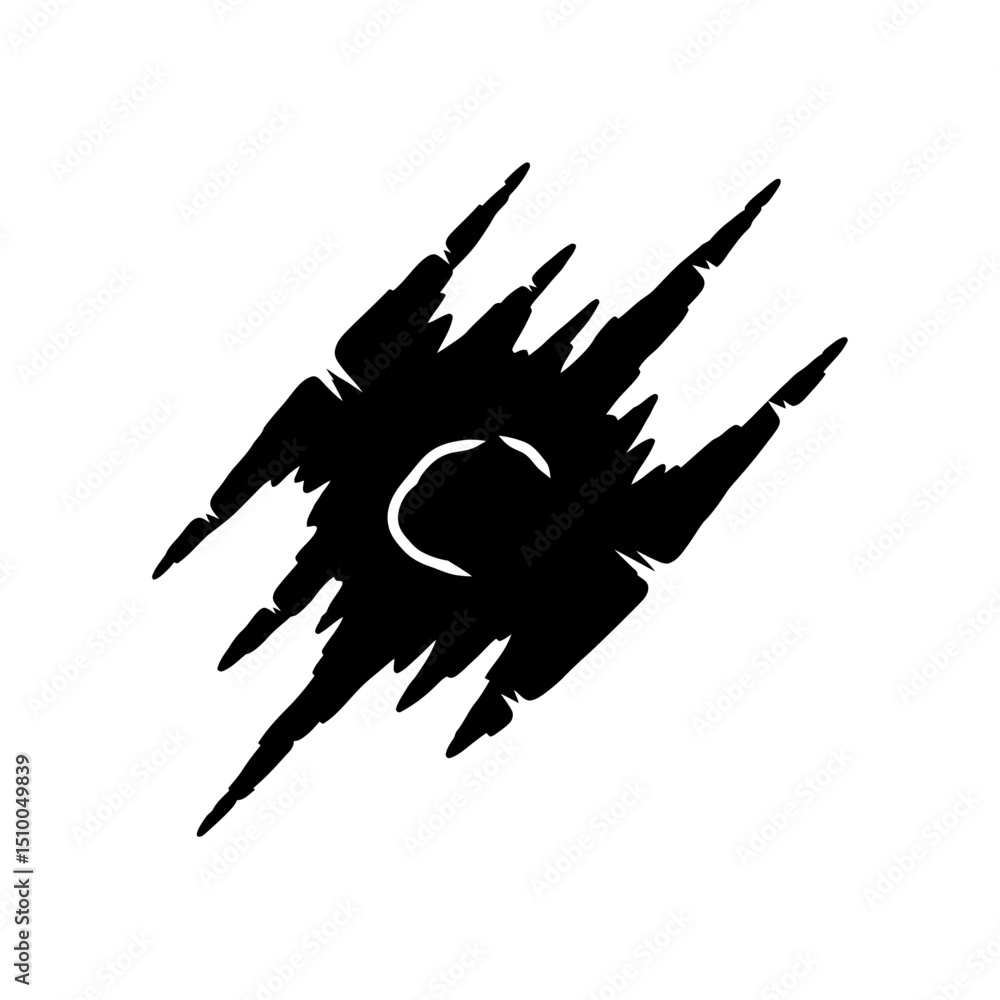 Poster claw scratch marks isolated on white background showing animal attack, danger, and damage with sharp